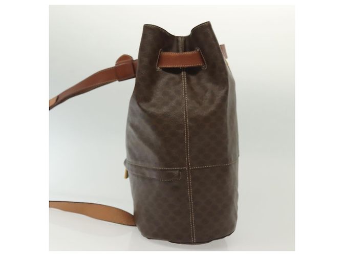Céline Borsa a Spalla in Tela Macadam CELINE in Pelle PVC Marrone Oro Auth 136070 D'oro - vista 5