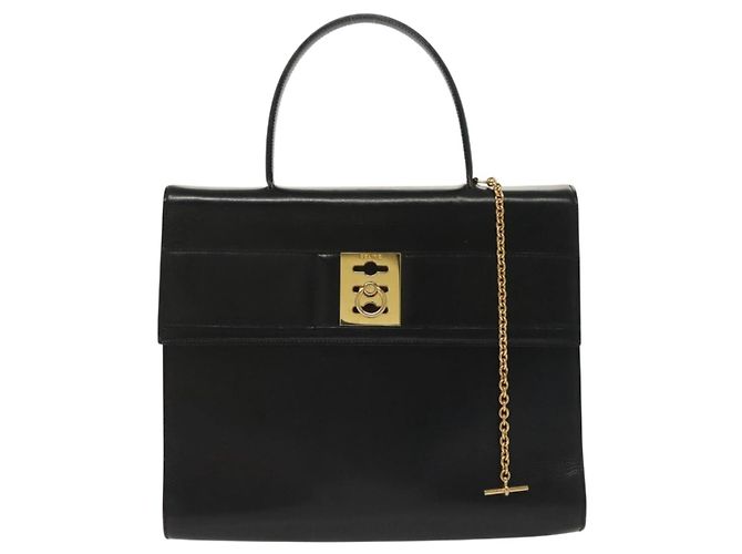 Céline CELINE Hand Bag Leather Black Gold Auth 139446 Golden - view 2