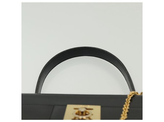 Céline CELINE Hand Bag Leather Black Gold Auth 139446 Golden - view 8