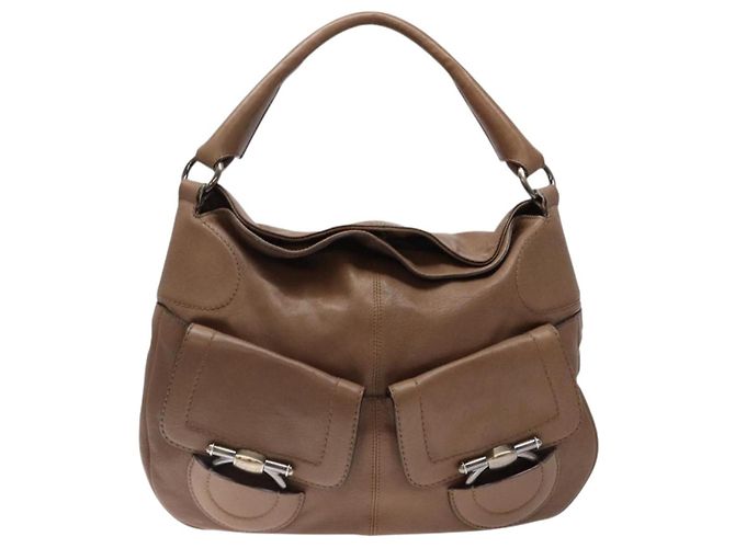 Borsa a Spalla Salvatore Ferragamo in Pelle Beige Oro Auth BA4410 D'oro - vista 2