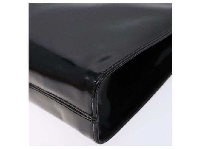 Borsa a Spalla Gancini con Catena Salvatore Ferragamo Smalto Nero Oro Auth 139352 - vista 10
