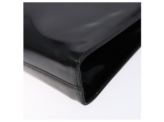 Borsa a Spalla Gancini con Catena Salvatore Ferragamo Smalto Nero Oro Auth 139352 - vista 12