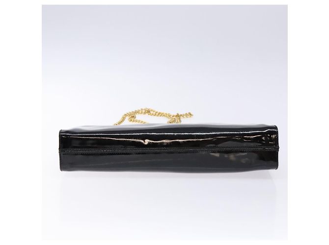 Borsa a Spalla Gancini con Catena Salvatore Ferragamo Smalto Nero Oro Auth 139352 - vista 9