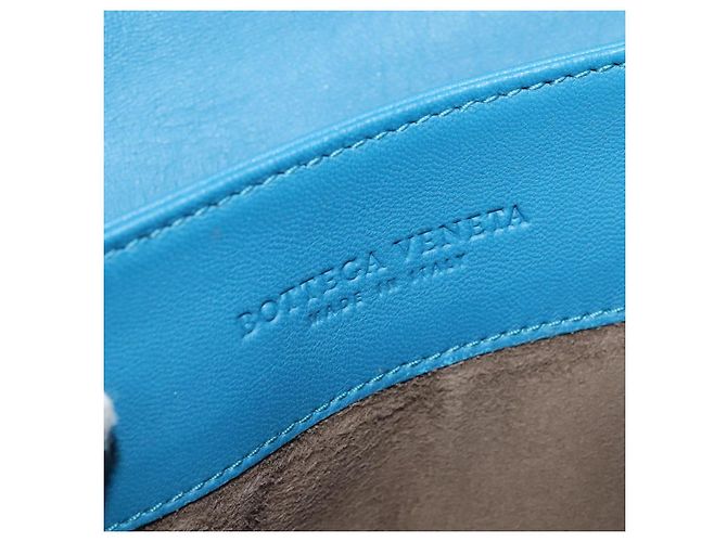 Autre Marque Borsa a Spalla in Pelle Blu INTRECCIATO di BOTTEGA VENETA Auth bs28779 - vista 16