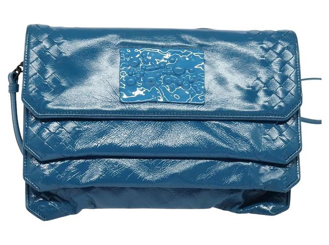 Autre Marque Borsa a Spalla in Pelle Blu INTRECCIATO di BOTTEGA VENETA Auth bs28779 - vista 2