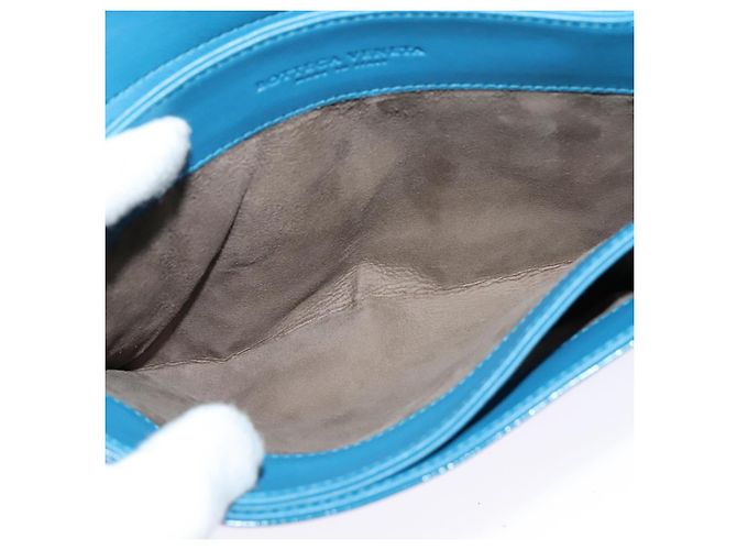 Autre Marque Borsa a Spalla in Pelle Blu INTRECCIATO di BOTTEGA VENETA Auth bs28779 - vista 20