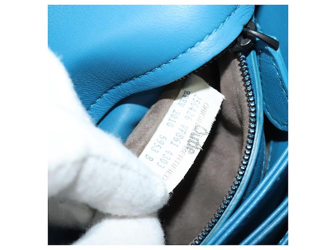 Autre Marque Borsa a Spalla in Pelle Blu INTRECCIATO di BOTTEGA VENETA Auth bs28779 - vista 24