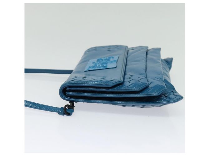 Autre Marque Borsa a Spalla in Pelle Blu INTRECCIATO di BOTTEGA VENETA Auth bs28779 - vista 4
