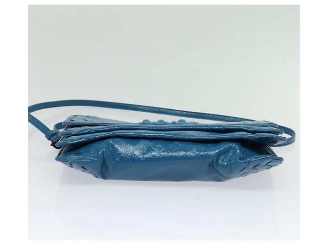 Autre Marque Borsa a Spalla in Pelle Blu INTRECCIATO di BOTTEGA VENETA Auth bs28779 - vista 9