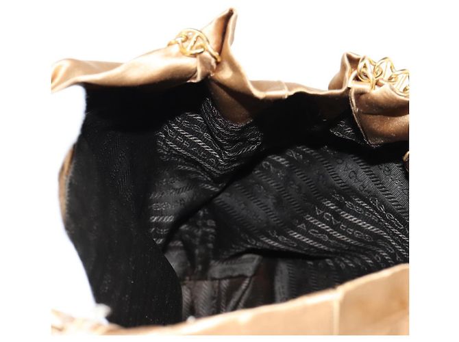 Tote PRADA Kettentasche Satin Gold Auth 129815 Golden - Ansicht 19