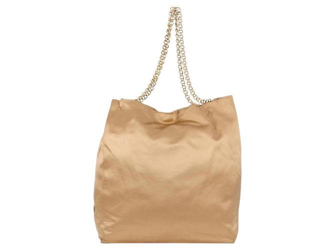 Tote PRADA Kettentasche Satin Gold Auth 129815 Golden - Ansicht 2