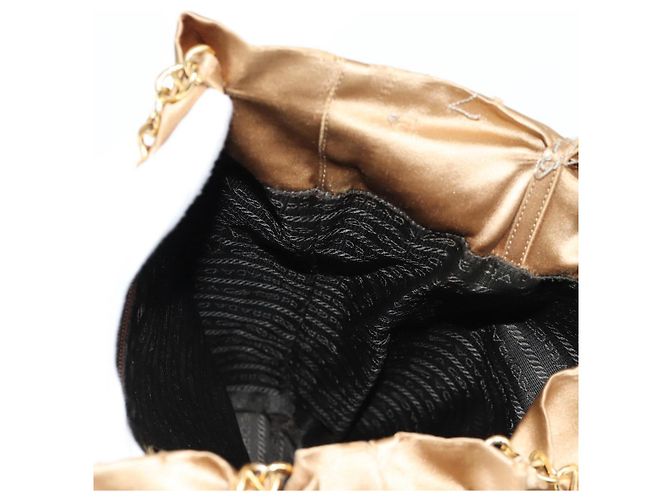 Tote PRADA Kettentasche Satin Gold Auth 129815 Golden - Ansicht 20