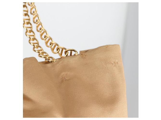 Tote PRADA Kettentasche Satin Gold Auth 129815 Golden - Ansicht 3