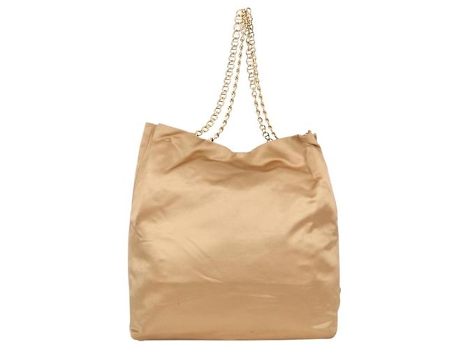 Tote PRADA Kettentasche Satin Gold Auth 129815 Golden - Ansicht 4