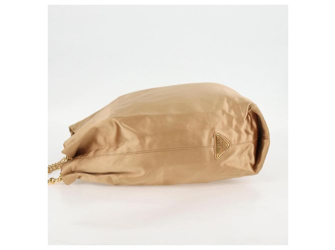 Tote PRADA Kettentasche Satin Gold Auth 129815 Golden - Ansicht 5
