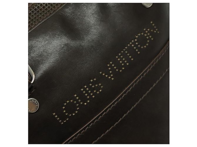 LOUIS VUITTON Pelle Bequia Borsa Documenti Verticale Marrone Scuro LV Auth 129732 - vista 19