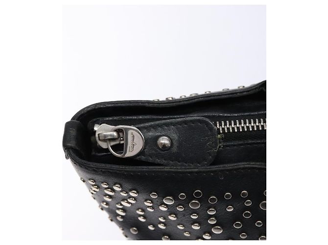 Borsa Tote Gancini in pelle nera e argento di Salvatore Ferragamo Auth bs28720 Nero - vista 16