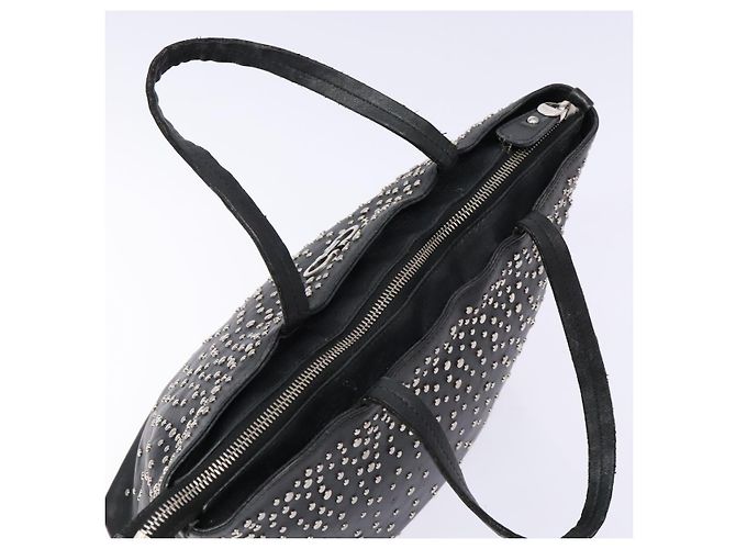 Borsa Tote Gancini in pelle nera e argento di Salvatore Ferragamo Auth bs28720 Nero - vista 6