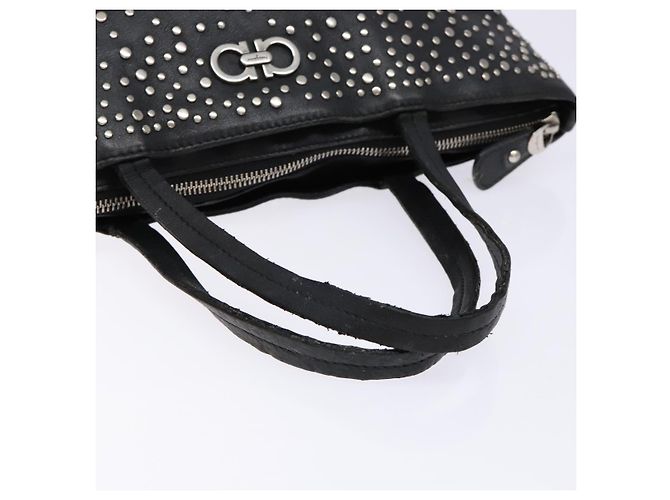Borsa Tote Gancini in pelle nera e argento di Salvatore Ferragamo Auth bs28720 Nero - vista 7