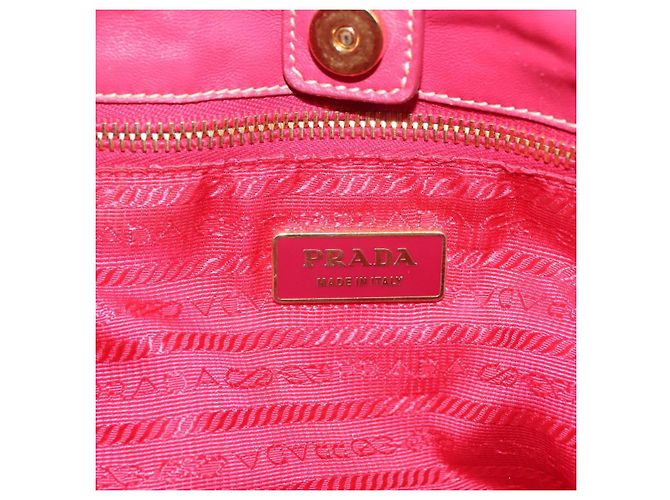 PRADA Borsa a mano in nylon rosa oro Auth 139304 D'oro - vista 15