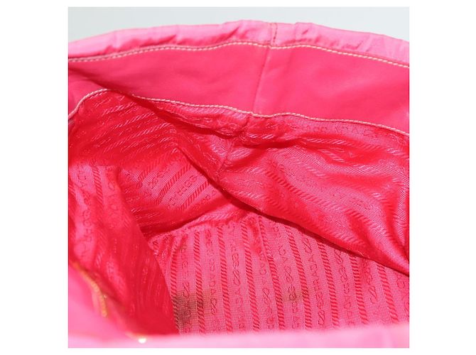 PRADA Borsa a mano in nylon rosa oro Auth 139304 D'oro - vista 17
