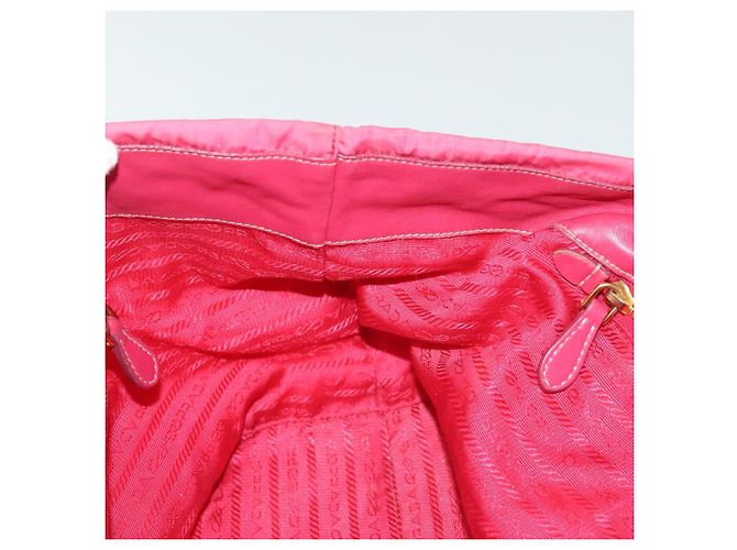 PRADA Borsa a mano in nylon rosa oro Auth 139304 D'oro - vista 18