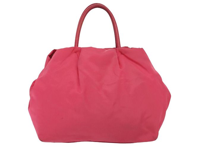 PRADA Borsa a mano in nylon rosa oro Auth 139304 D'oro - vista 3