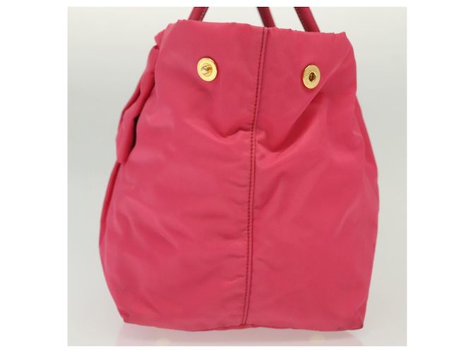PRADA Borsa a mano in nylon rosa oro Auth 139304 D'oro - vista 4