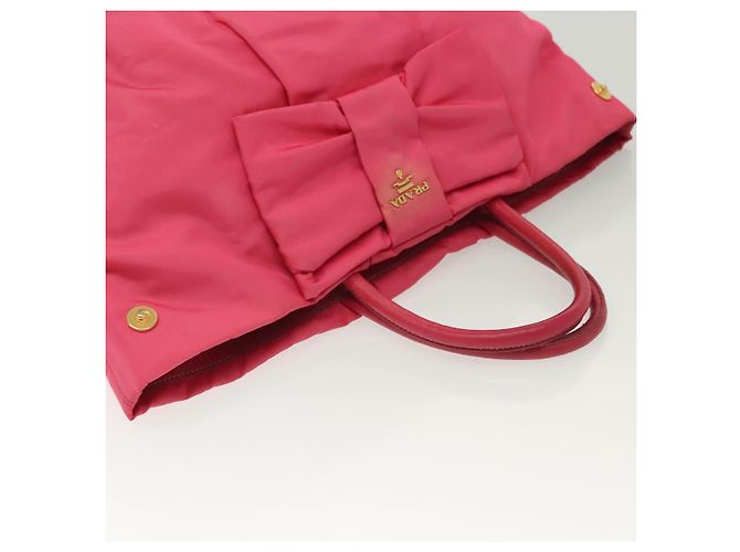 PRADA Borsa a mano in nylon rosa oro Auth 139304 D'oro - vista 6