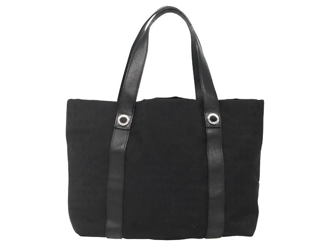 Bulgari Borsa Tote BVLGARI Logo Mania in tela nera e argento autentica bs28748 - vista 2
