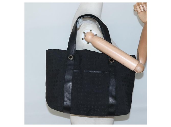 Bulgari Borsa Tote BVLGARI Logo Mania in tela nera e argento autentica bs28748 - vista 20