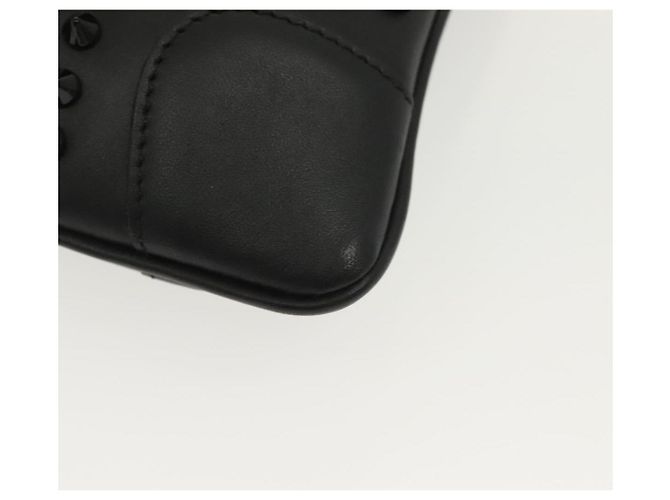 Borsa a spalla in pelle nera con borchie e catena Christian Louboutin Auth 137606 Nero Argento - vista 14