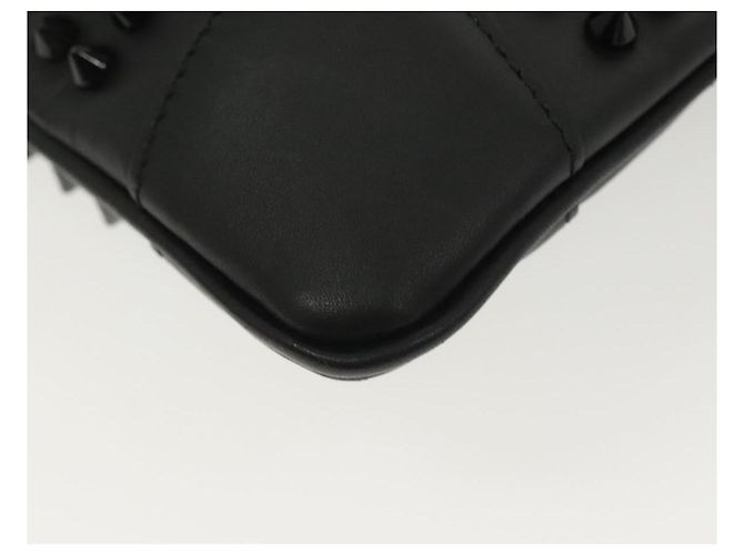 Borsa a spalla in pelle nera con borchie e catena Christian Louboutin Auth 137606 Nero Argento - vista 15