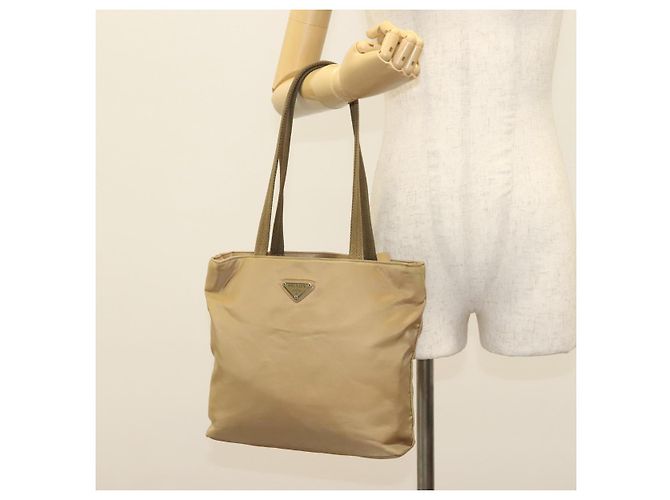 PRADA Tote Tasche Nylon Beige Silber Auth bs28686 - Ansicht 25