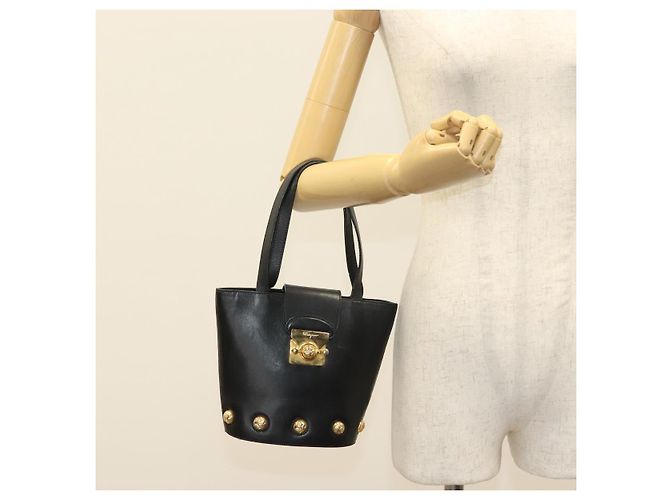 Borsa a mano Salvatore Ferragamo in pelle nera e oro Auth 139277 Nero D'oro - vista 20