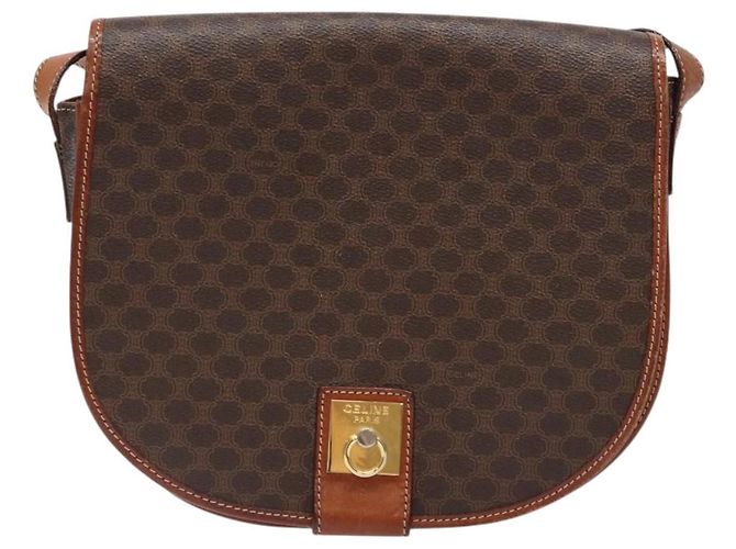 Céline Borsa a spalla in tela Macadam CELINE in pelle PVC marrone oro Auth 138815 D'oro - vista 2