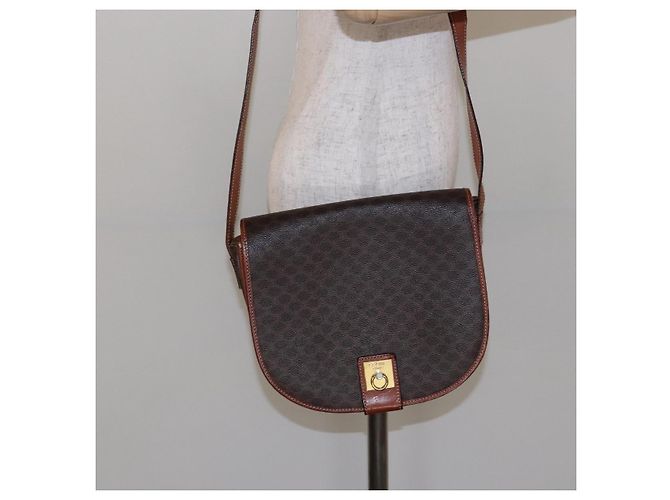 Céline Borsa a spalla in tela Macadam CELINE in pelle PVC marrone oro Auth 138815 D'oro - vista 24