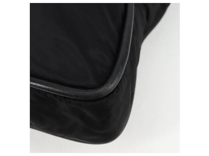 Céline Borsa Tote in Nylon Nero Oro Auth 136206 D'oro - vista 11