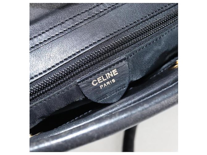 Céline Borsa Tote in Nylon Nero Oro Auth 136206 D'oro - vista 15