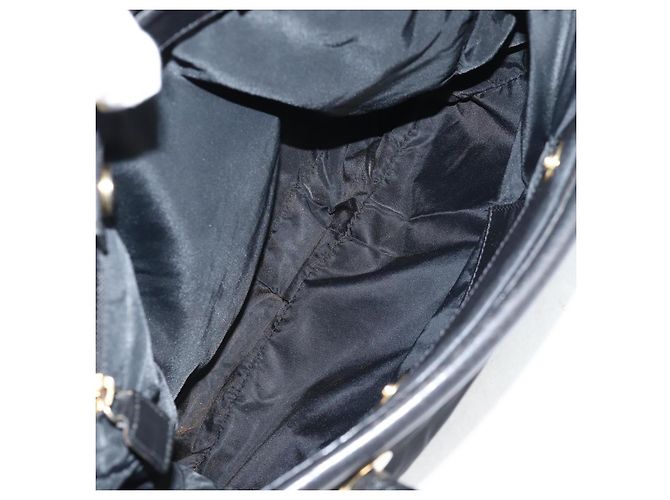 Céline Borsa Tote in Nylon Nero Oro Auth 136206 D'oro - vista 16