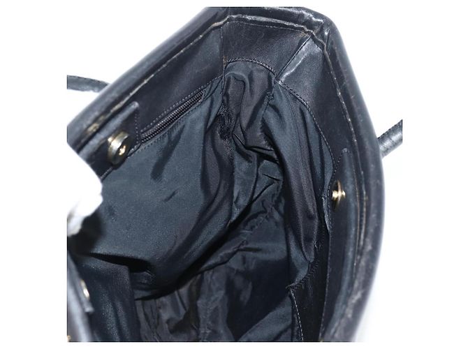 Céline Borsa Tote in Nylon Nero Oro Auth 136206 D'oro - vista 17