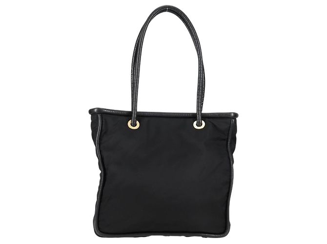 Céline Borsa Tote in Nylon Nero Oro Auth 136206 D'oro - vista 2