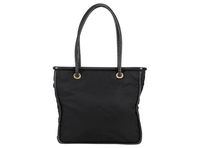 Céline Borsa Tote in Nylon Nero Oro Auth 136206 D'oro - vista 3