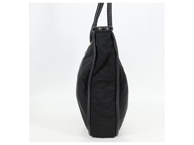 Céline Borsa Tote in Nylon Nero Oro Auth 136206 D'oro - vista 5