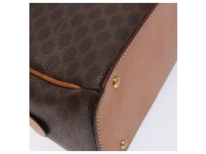Céline Borsa a mano in tela Macadam CELINE in pelle PVC marrone oro Auth ki5970 D'oro - vista 13
