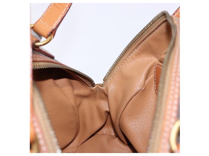 Céline Borsa a mano in tela Macadam CELINE in pelle PVC marrone oro Auth ki5970 D'oro - vista 19