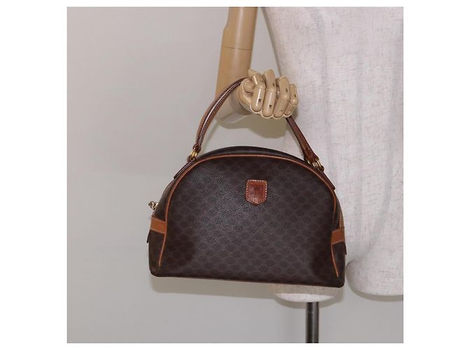 Céline Borsa a mano in tela Macadam CELINE in pelle PVC marrone oro Auth ki5970 D'oro - vista 22