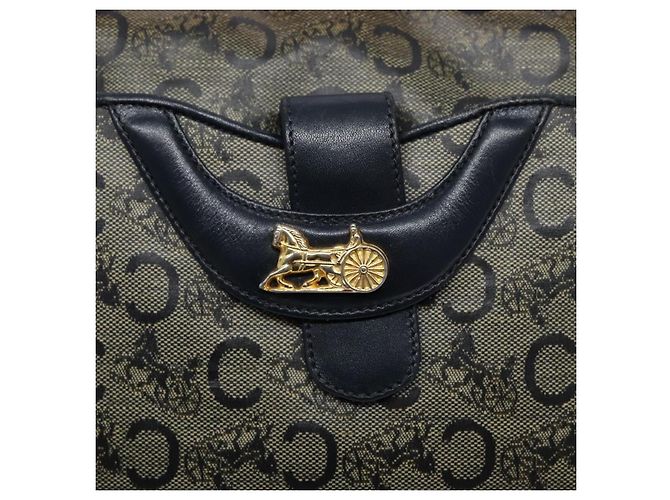 Céline Borsa a Spalla Celine C Sulky PVC Blu Navy Oro Auth 138826 D'oro - vista 14