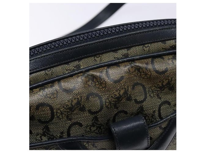 Céline Borsa a Spalla Celine C Sulky PVC Blu Navy Oro Auth 138826 D'oro - vista 15