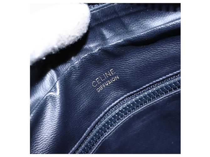 Céline Borsa a Spalla Celine C Sulky PVC Blu Navy Oro Auth 138826 D'oro - vista 17